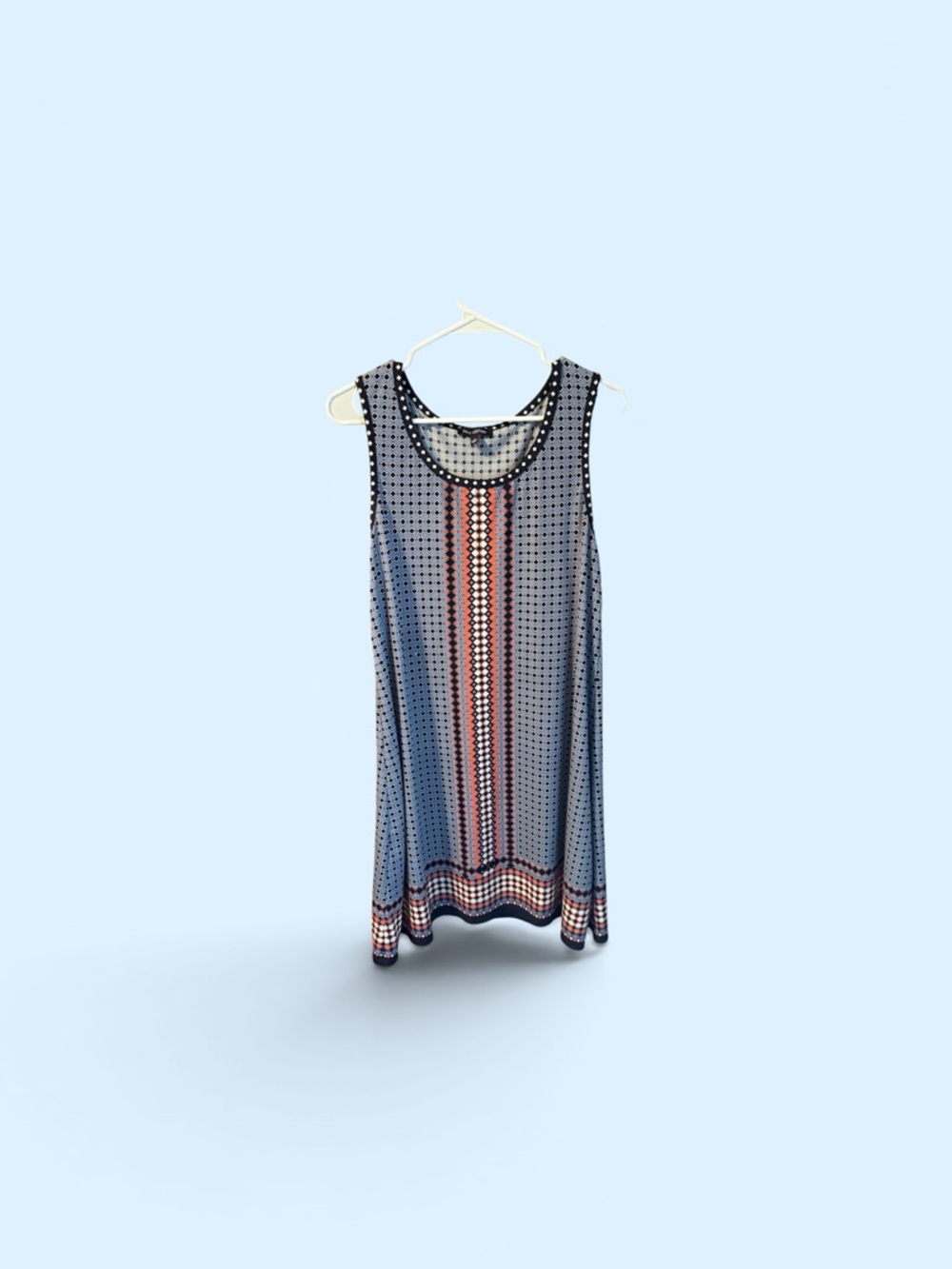 166–Max Edition Navy and Red Patterned Midi Dress